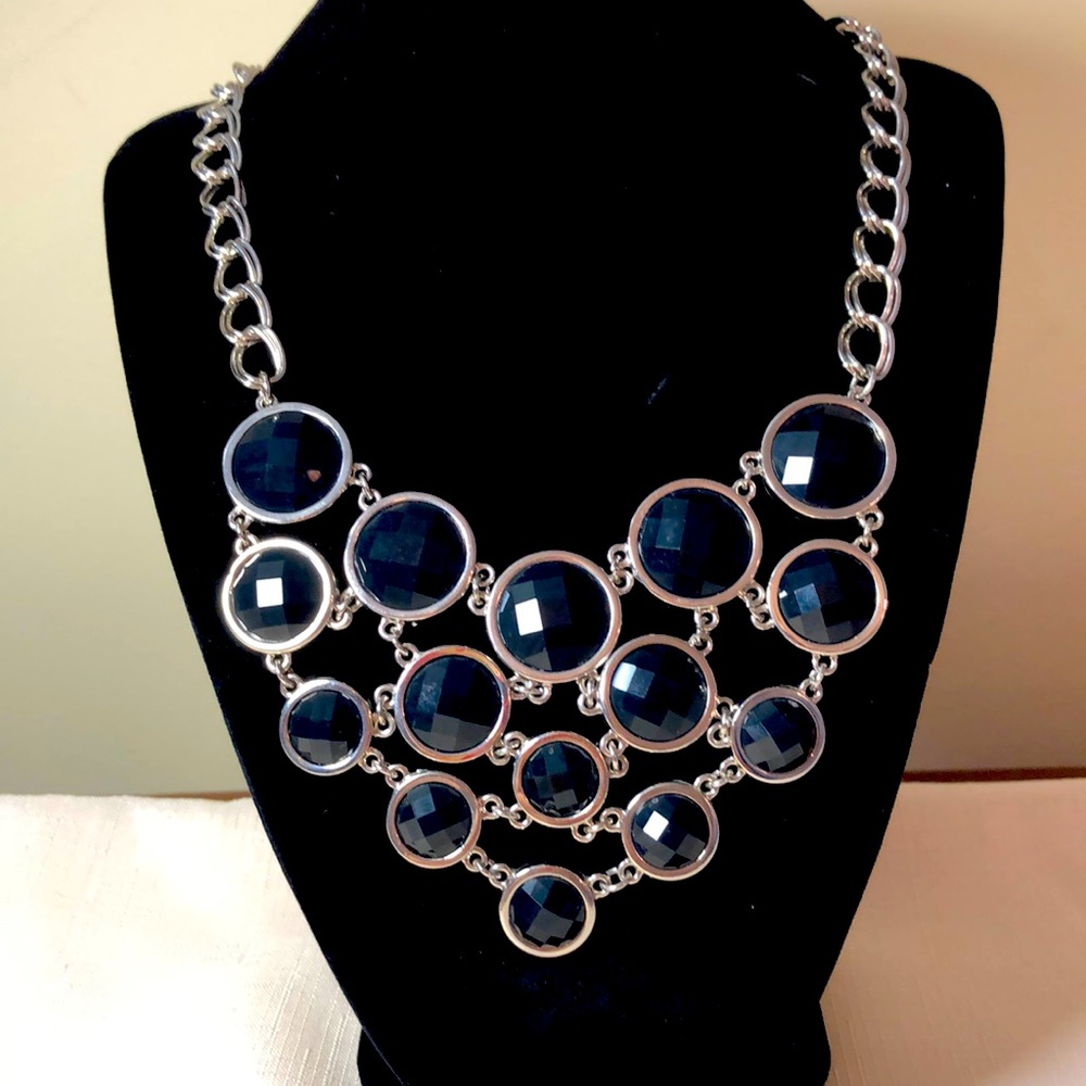 Lia Sophia Keku by Jennifer Bib Necklace with Dark Navy Stones